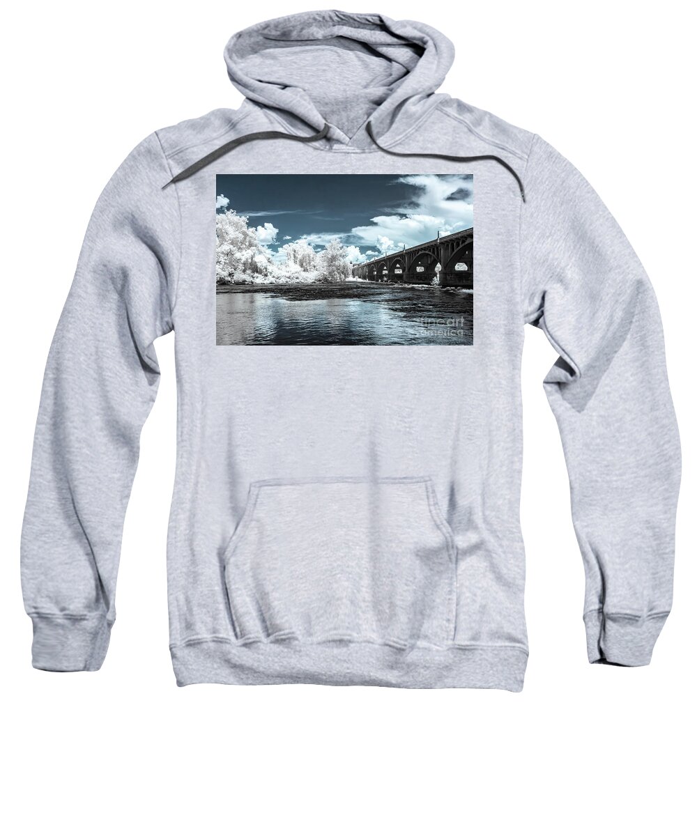 Congaree River Sweatshirt featuring the photograph Gervais St. Bridge-Infrared by Charles Hite