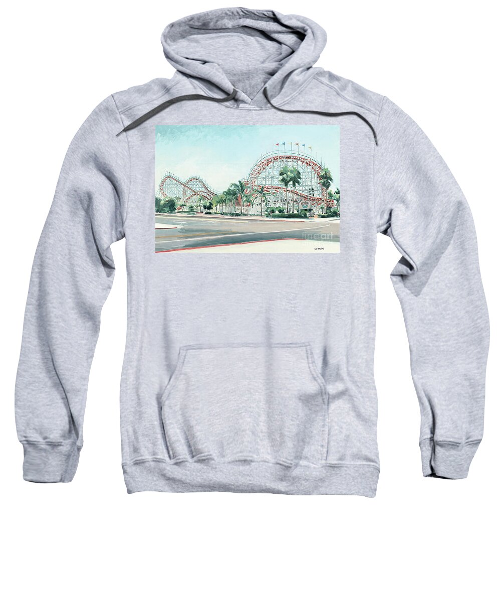 Giant Dipper Sweatshirt featuring the painting Giant Dipper Belmont Park Mission Beach San Diego California by Paul Strahm