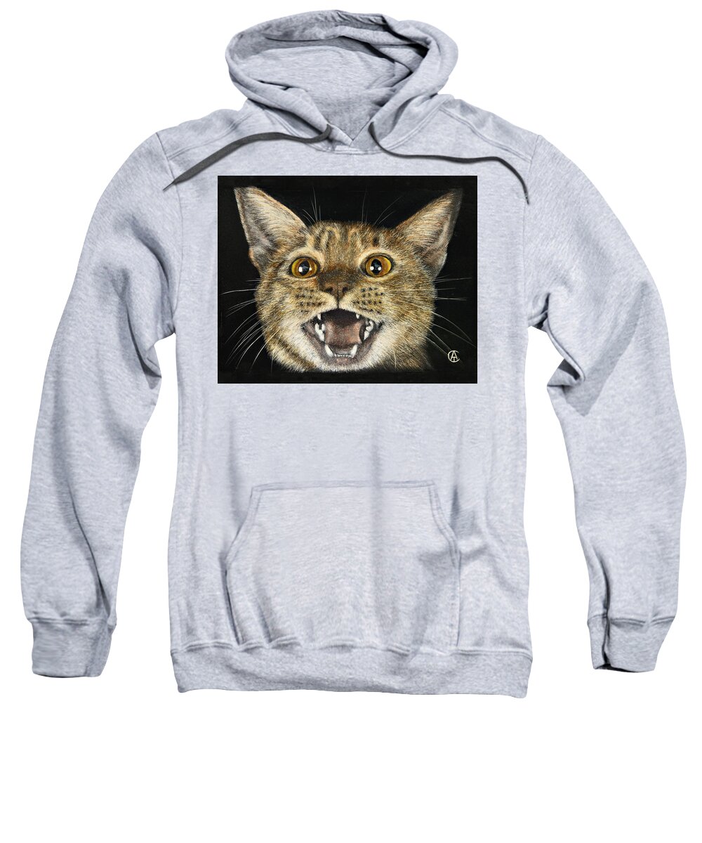 Cat Sweatshirt featuring the painting Ginger Cat Eyes by Angie Cockle
