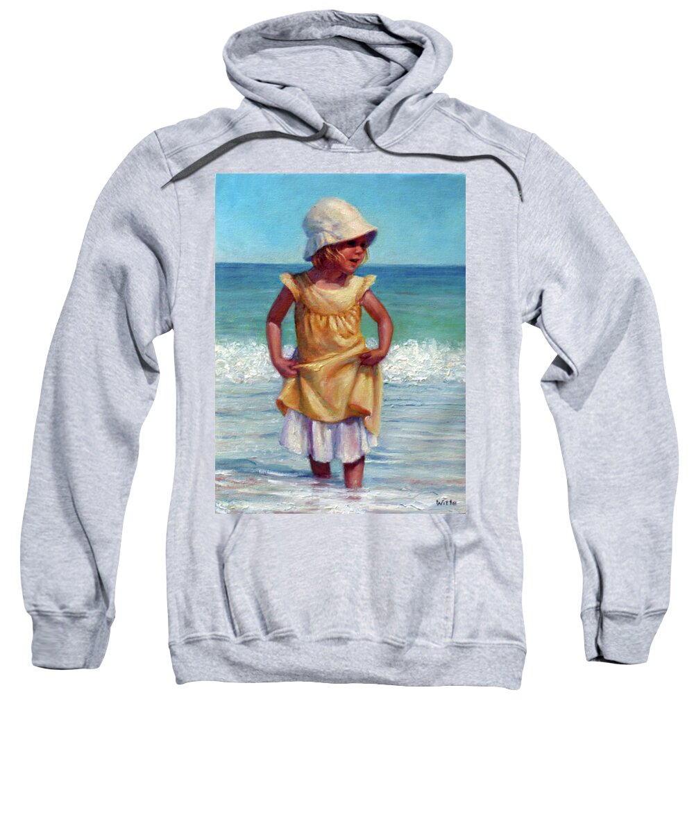 Children At The Beach Sweatshirt featuring the painting Girl with Bonnet by Marie Witte