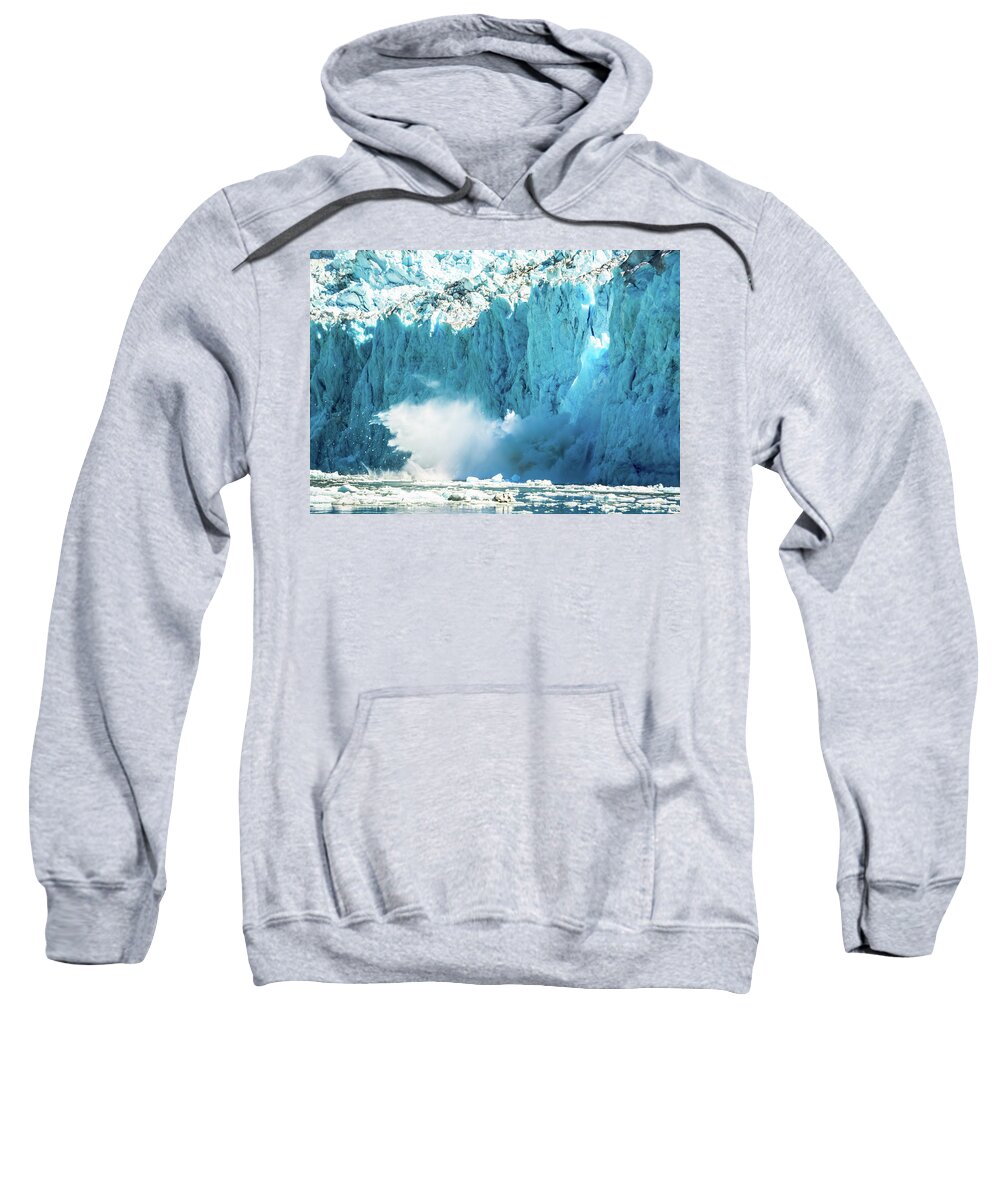 Glacier Sweatshirt featuring the photograph Glacial Calving by David Kirby