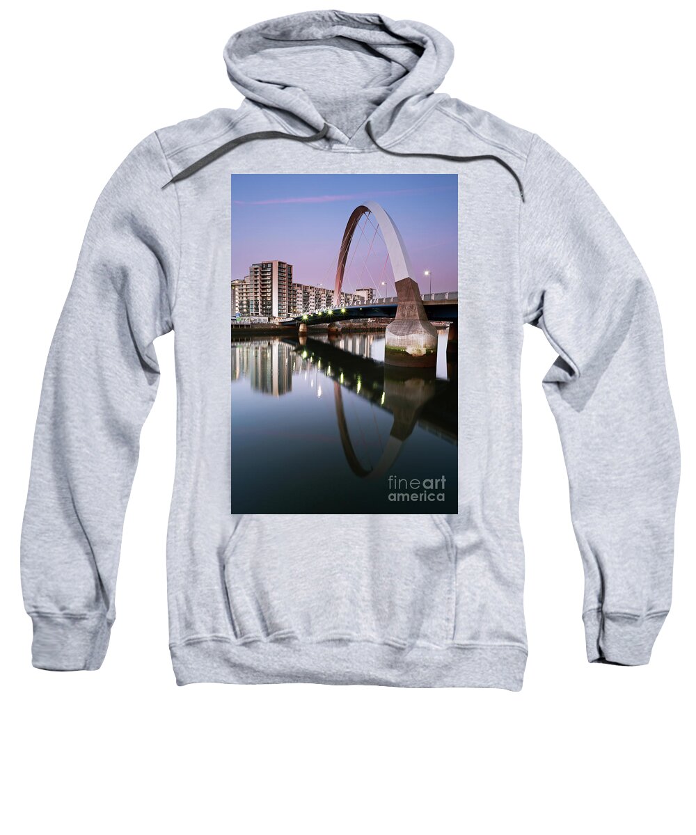 Glasgow Clyde Arc Sweatshirt featuring the photograph Glasgow Clyde Arc Bridge at Sunset by Maria Gaellman