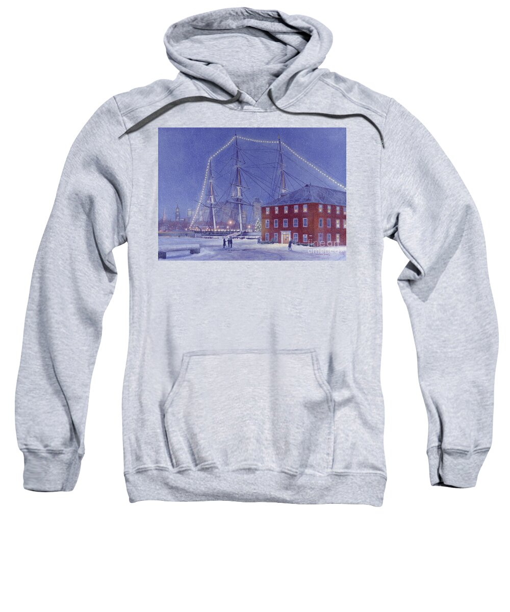 Uss Constitution Sweatshirt featuring the painting Glory at Eventide by Candace Lovely