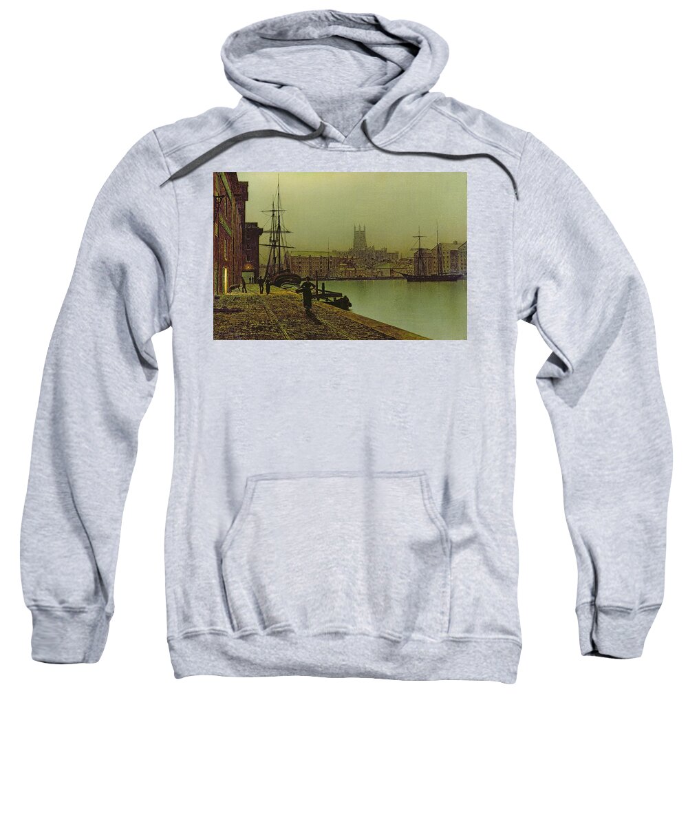 Gloucester Sweatshirt featuring the painting Gloucester Docks by John Atkinson Grimshaw