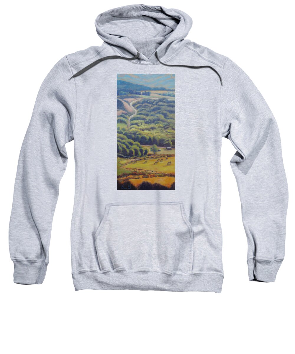 Oil On Panel Sweatshirt featuring the painting Glow of the Rising Sun by Gina Grundemann