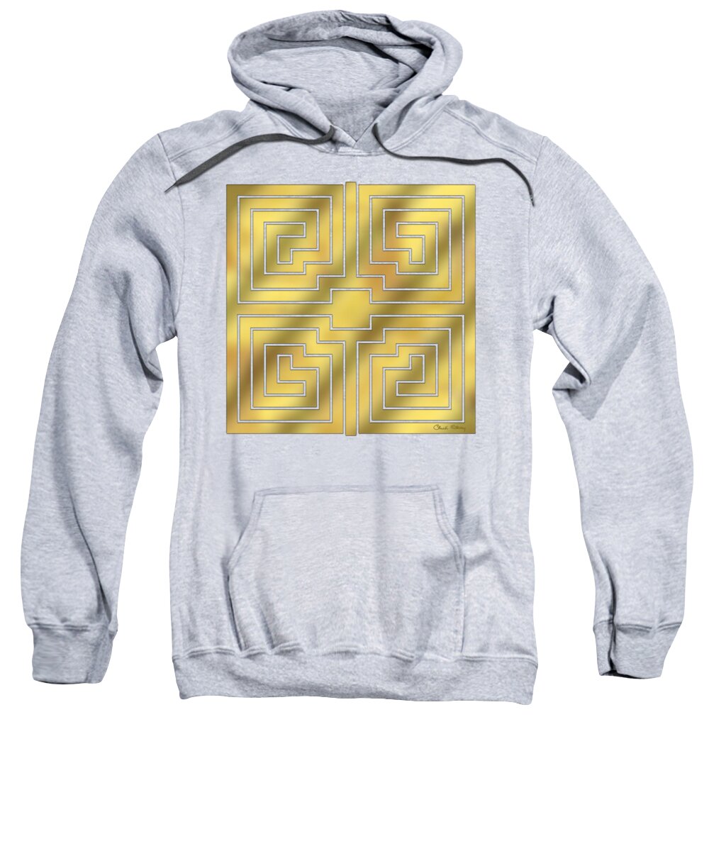 Gold Geometric Design 4 Sweatshirt featuring the digital art Gold Geo 4 - Chuck Staley Design by Chuck Staley