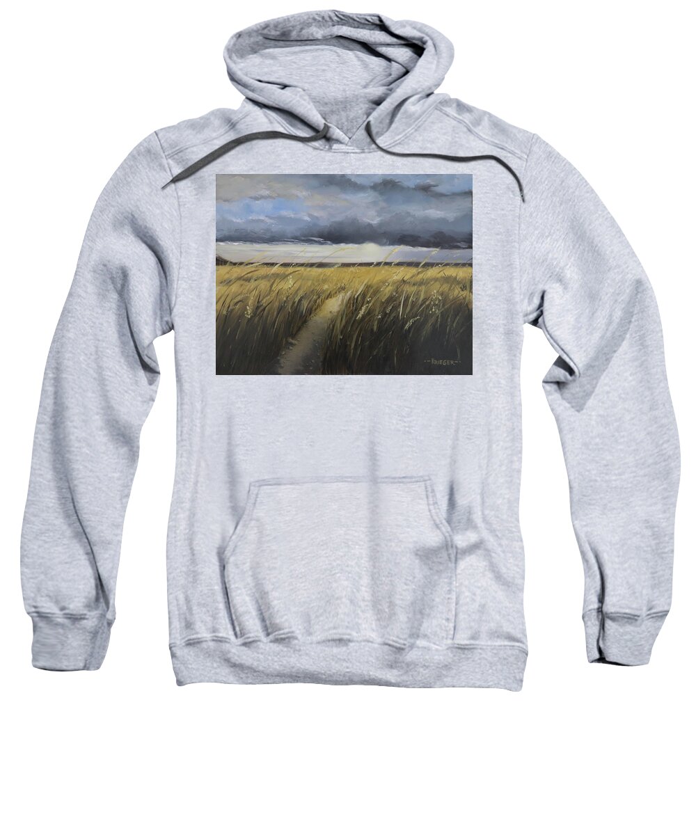 Golden Field Sweatshirt featuring the painting Golden Fields by Stephen Krieger