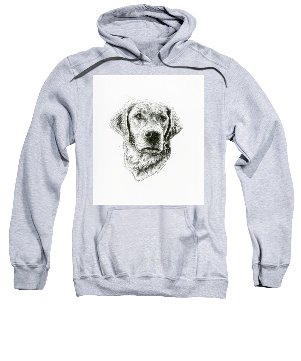 Golden Sweatshirt featuring the drawing Golden Retriever Bliss by Timothy Livingston