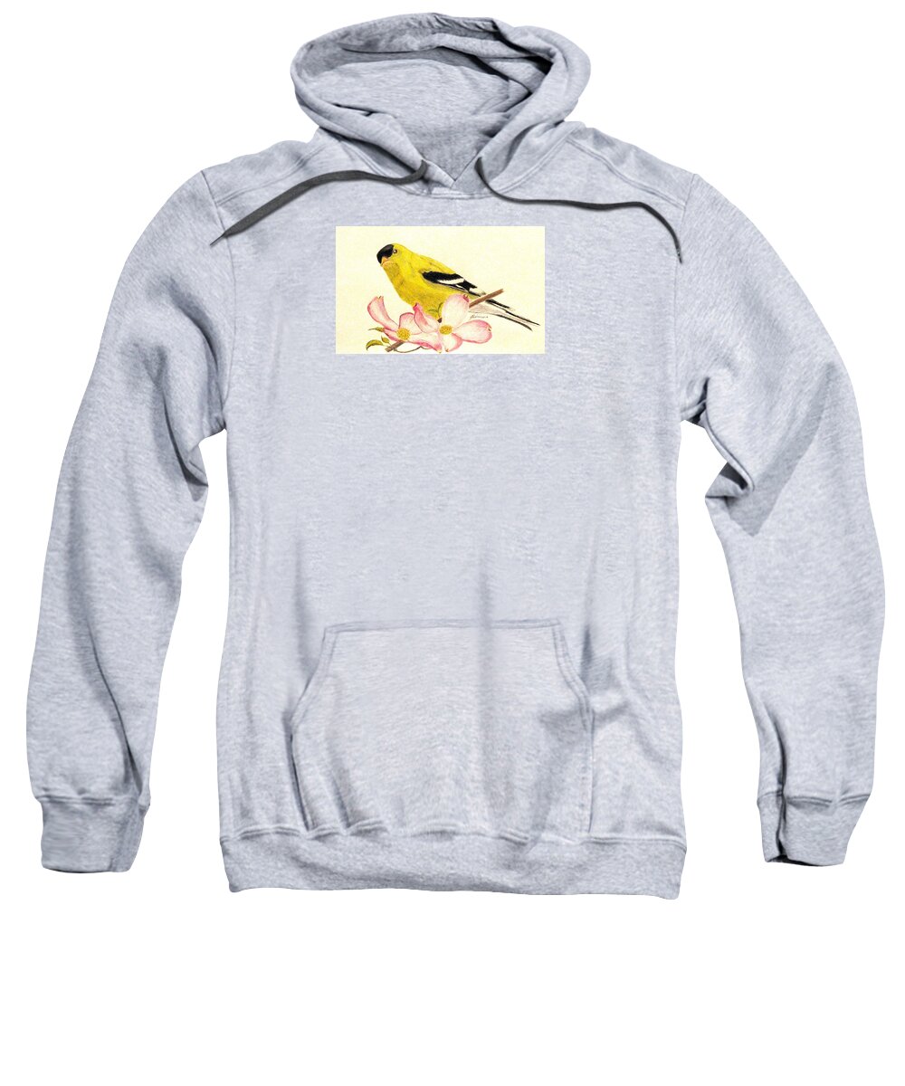 Goldfinches Sweatshirt featuring the drawing Goldfinch Spring by Angela Davies