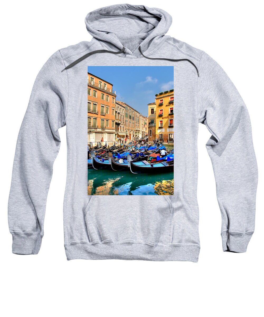 Italy Sweatshirt featuring the photograph Gondolas in the Square by Peter Tellone