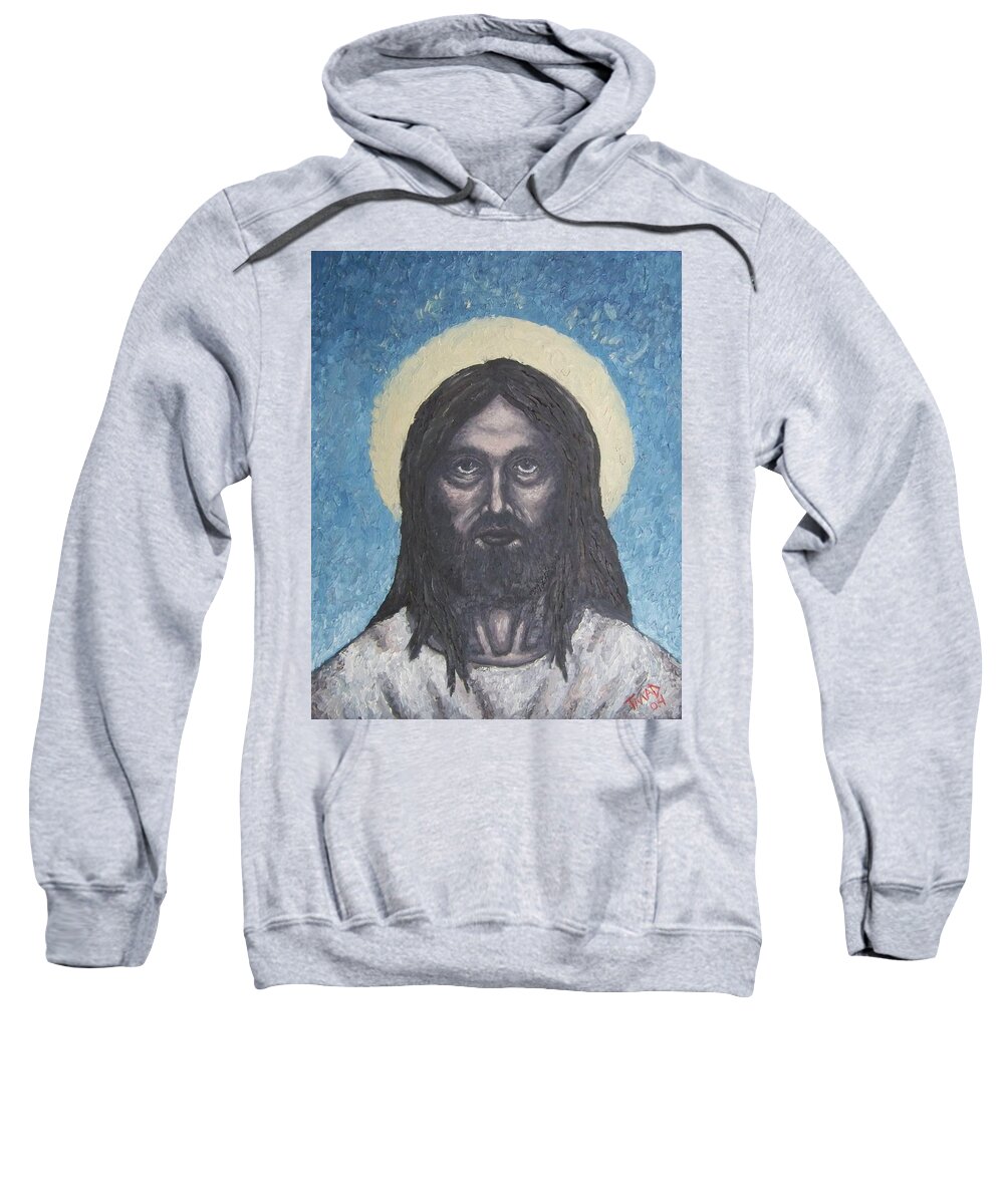 Michael Sweatshirt featuring the painting Gothic Jesus by Michael TMAD Finney