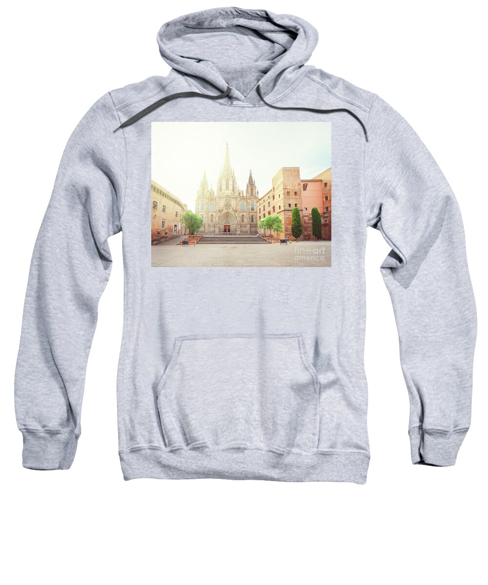 Barcelona Sweatshirt featuring the photograph Gotic Cathedral of Barcelona by Anastasy Yarmolovich