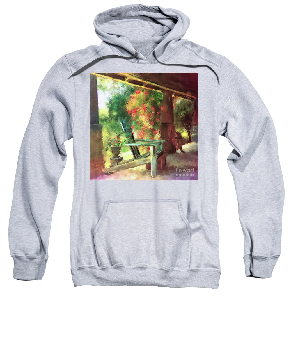Porch Sweatshirt featuring the digital art Gramma's Front Porch by Lois Bryan