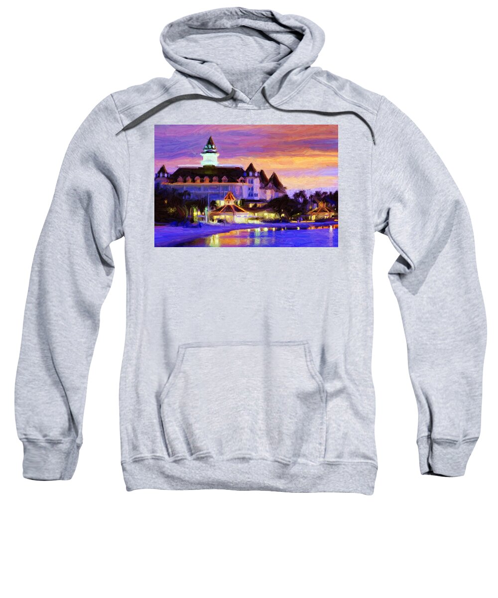 Hotel Sweatshirt featuring the digital art Grand Floridian by Caito Junqueira
