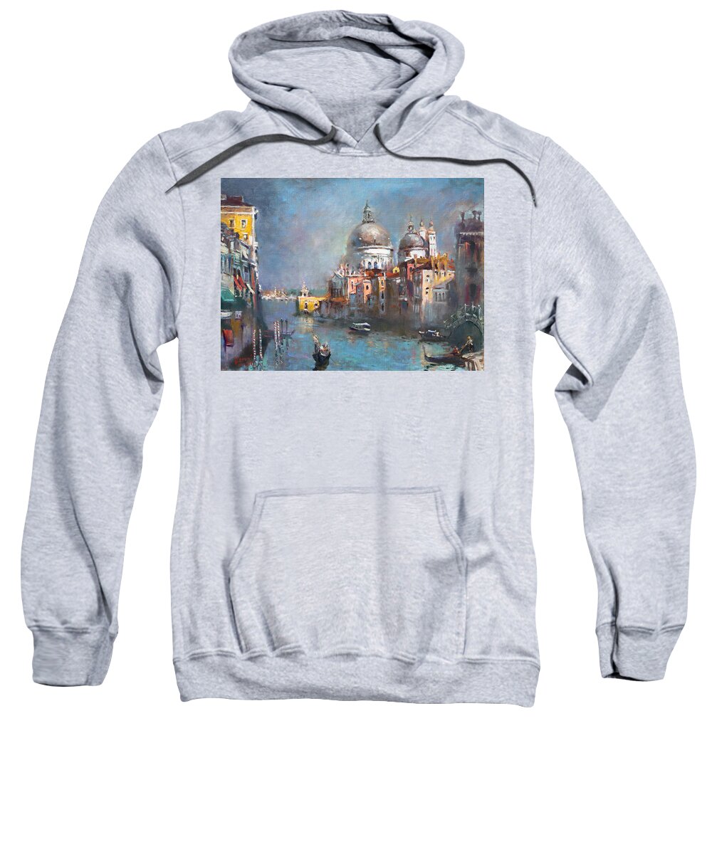 Venice Sweatshirt featuring the painting Grand Canal Venice 2 by Ylli Haruni