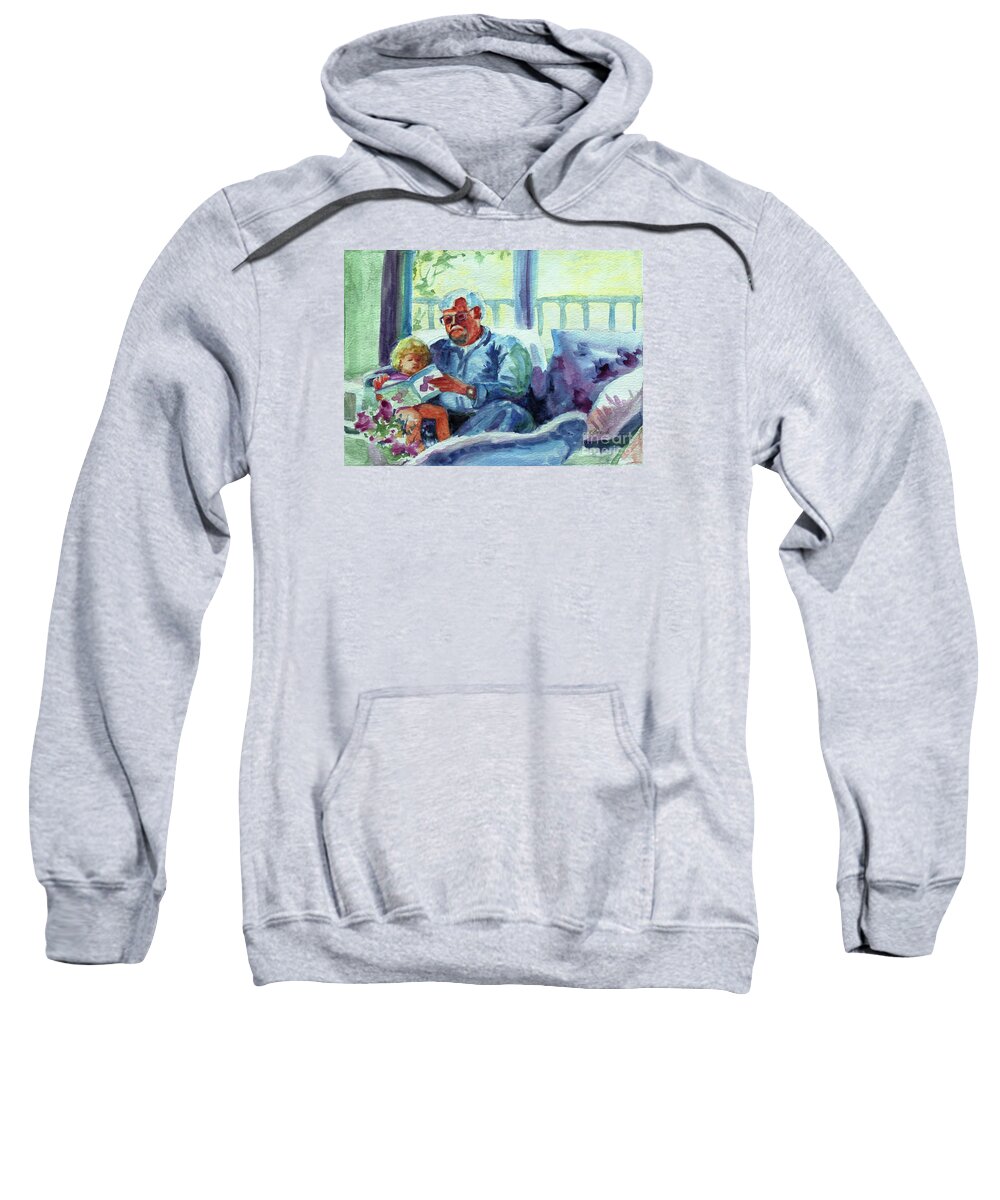 Painting Sweatshirt featuring the painting Grandpa Reading by Kathy Braud