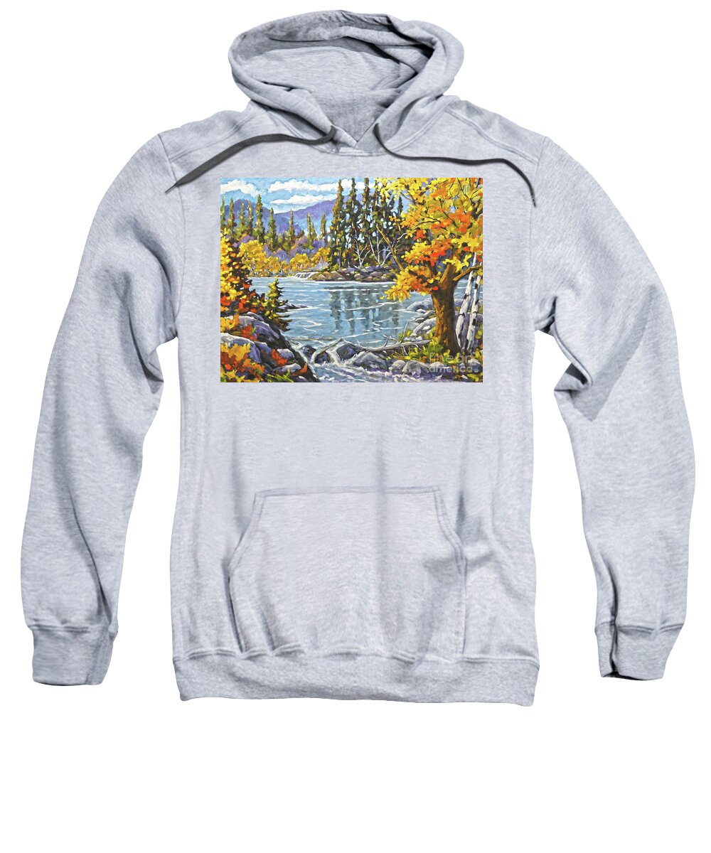 Charlevoix Landscape Scene Sweatshirt featuring the painting Great Canadian Lake - Large Original Oil Painting by Richard T Pranke