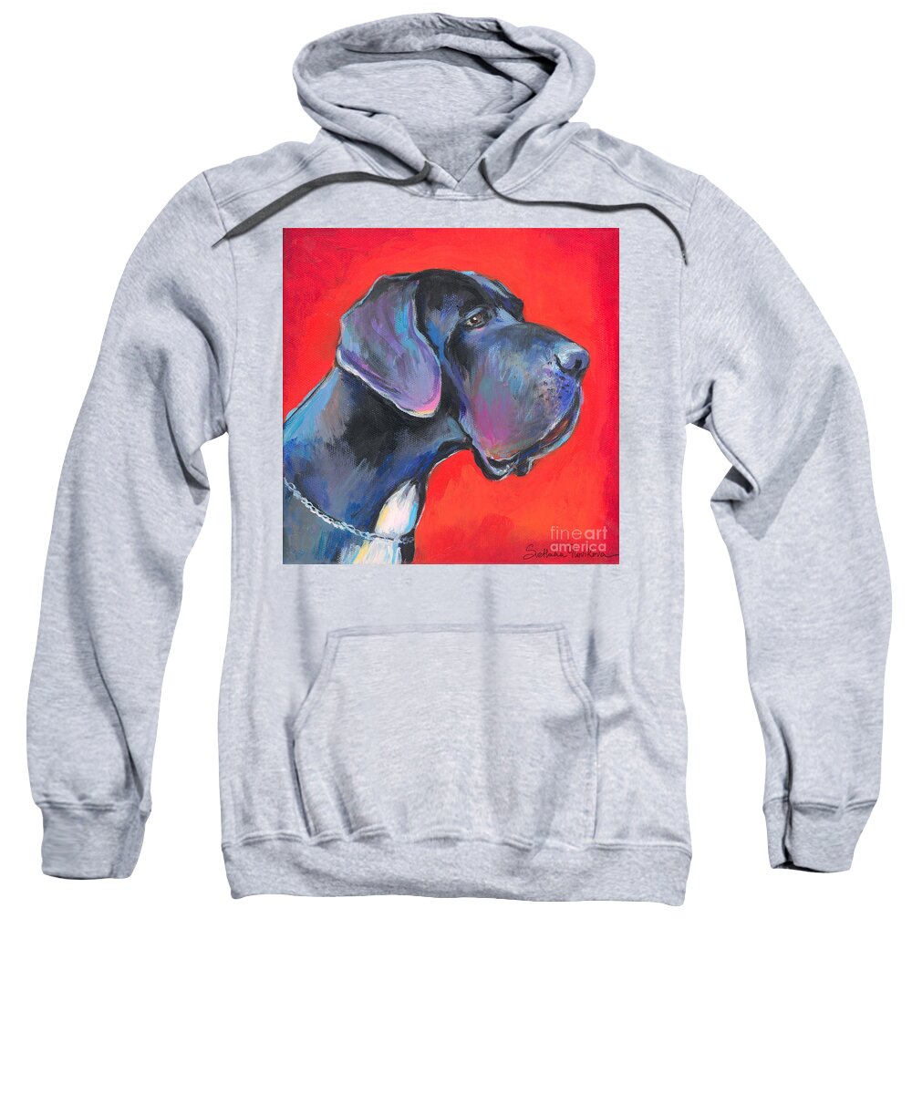 Great Dane Painting Sweatshirt featuring the painting Great dane painting by Svetlana Novikova