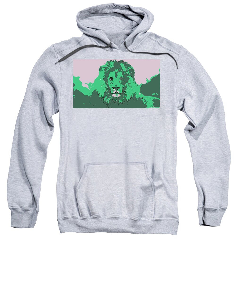 Lion Sweatshirt featuring the digital art Green King by Antonio Moore