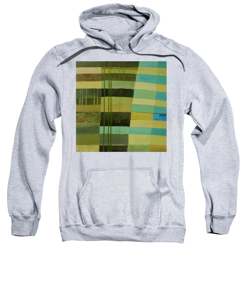 Abstract Art Sweatshirt featuring the painting Green Stripes 1 by Jane Davies