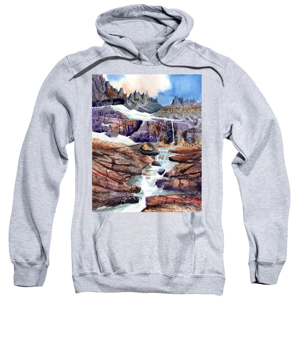 Texture Sweatshirt featuring the painting Grinnell Glacier by Tammy Crawford