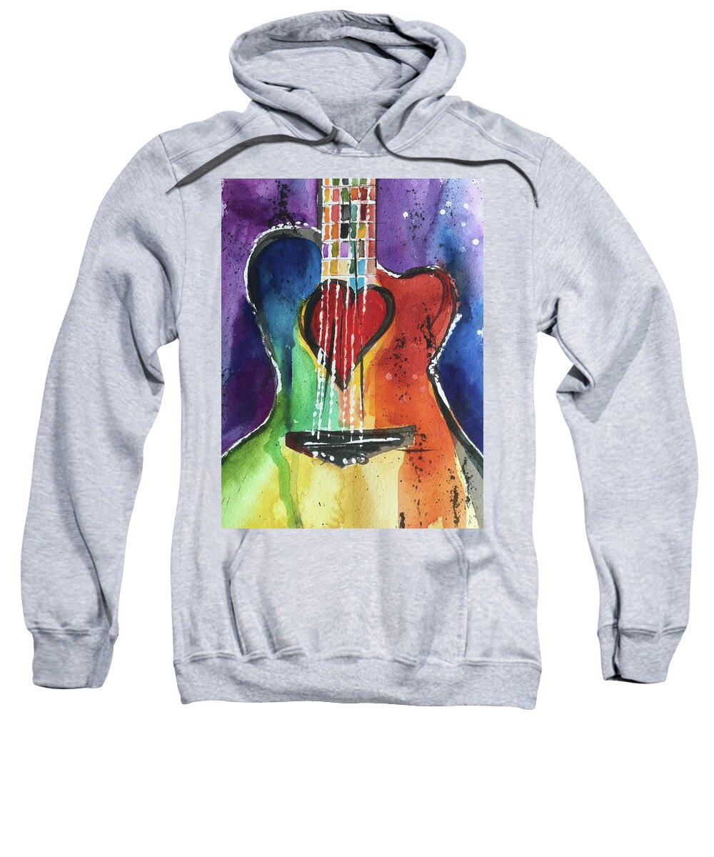Guitar Sweatshirt featuring the painting Guitar Love by Bonny Butler