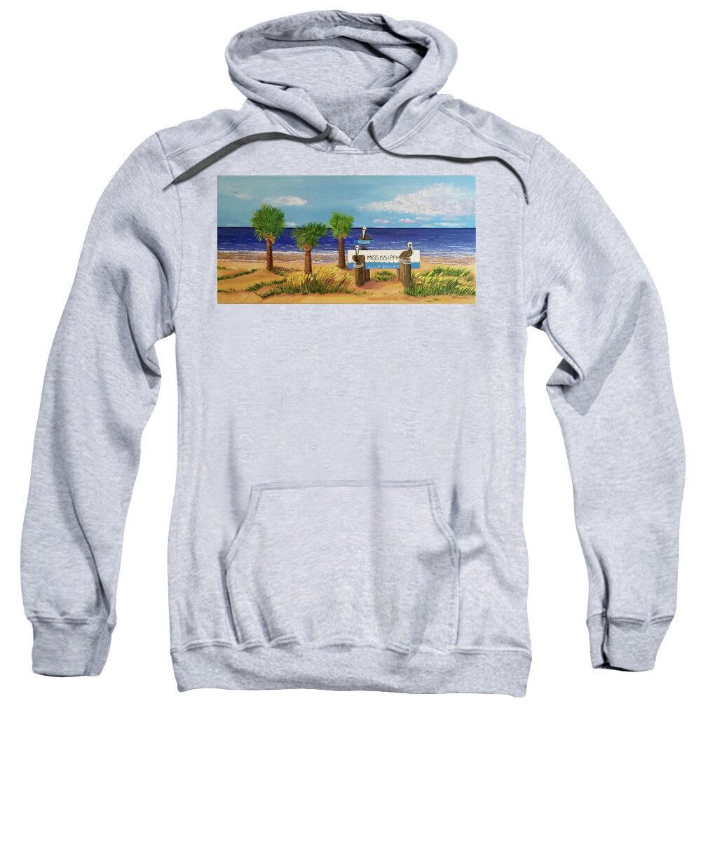 Mississippi Sweatshirt featuring the painting Gulf Shore Welcome by Jane Ricker
