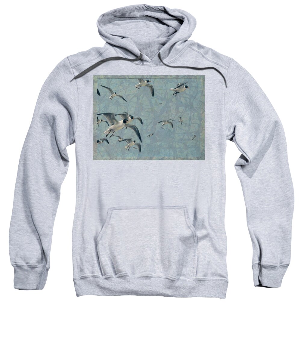 Gulls Sweatshirt featuring the painting Gulls by James W Johnson