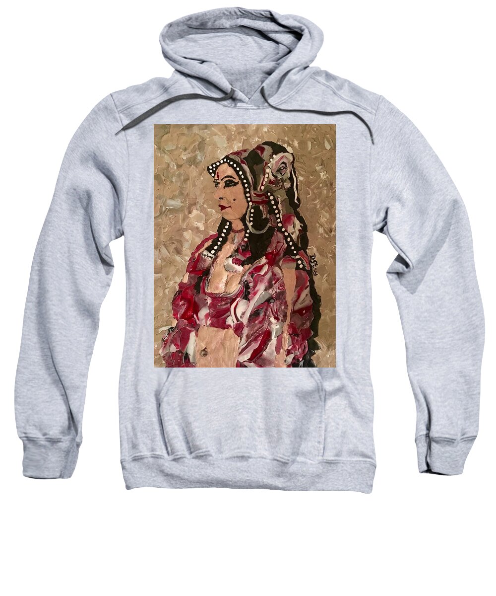 Portrait Sweatshirt featuring the mixed media Gypsy Dancer by Deborah Stanley