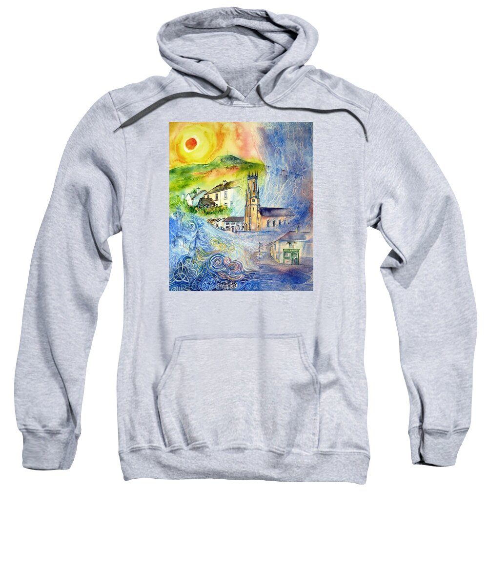 Hacketstown Sweatshirt featuring the painting Hacketstown- Aide Memoire by Trudi Doyle