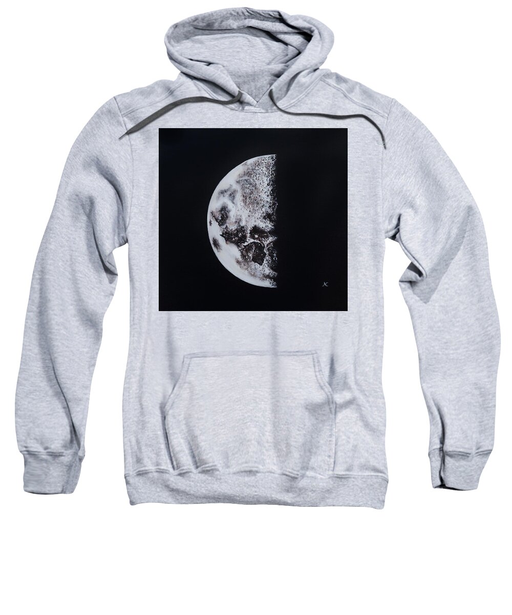Moon Sweatshirt featuring the painting Half Moon by Neslihan Ergul Colley