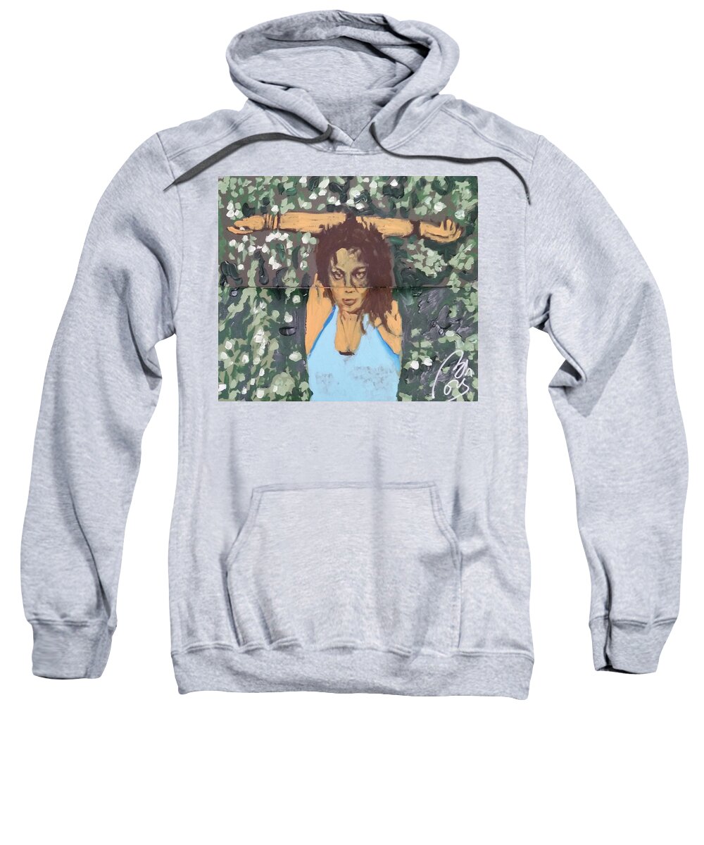 Pose Sweatshirt featuring the painting Hands up sketch V by Bachmors Artist