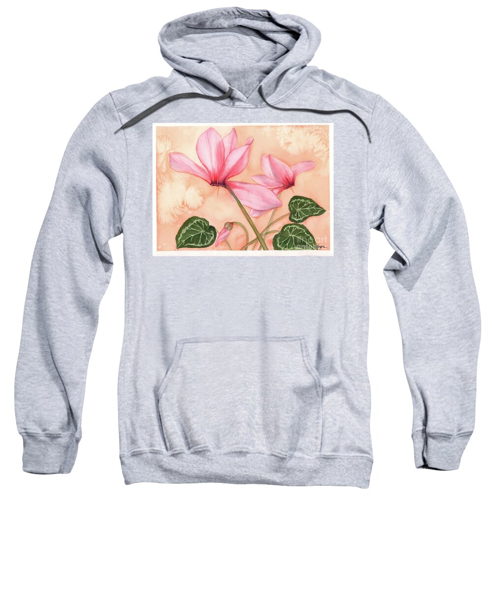 Cyclamen Sweatshirt featuring the painting Happy Dance by Hilda Wagner