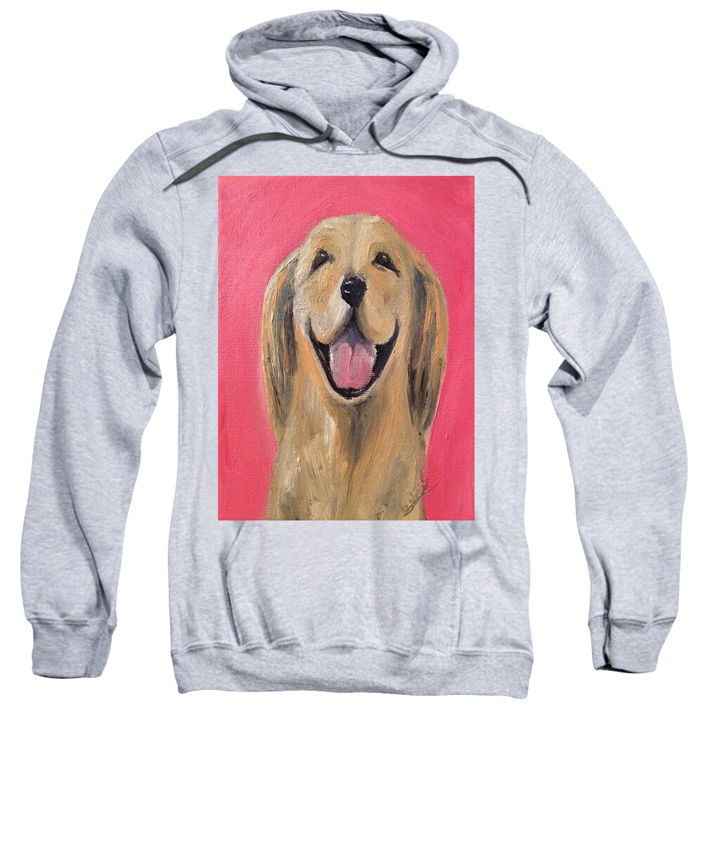 Golden Sweatshirt featuring the painting Happy Pup by Abbie Shores