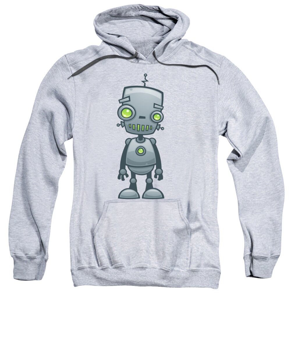Robot Sweatshirt featuring the digital art Happy Robot by John Schwegel