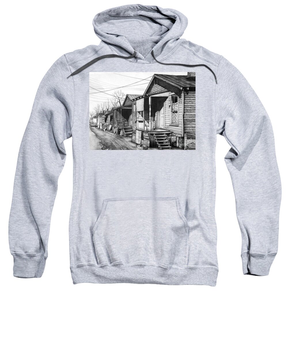 Pencil Drawing Sweatshirt featuring the drawing Hard Knock Life by David Neace