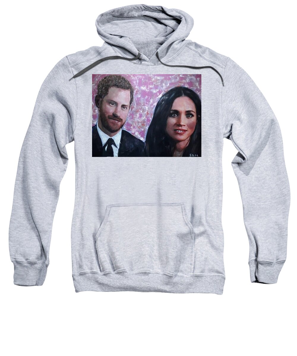 Royal Family Sweatshirt featuring the painting Harry and Megan by Sam Shaker