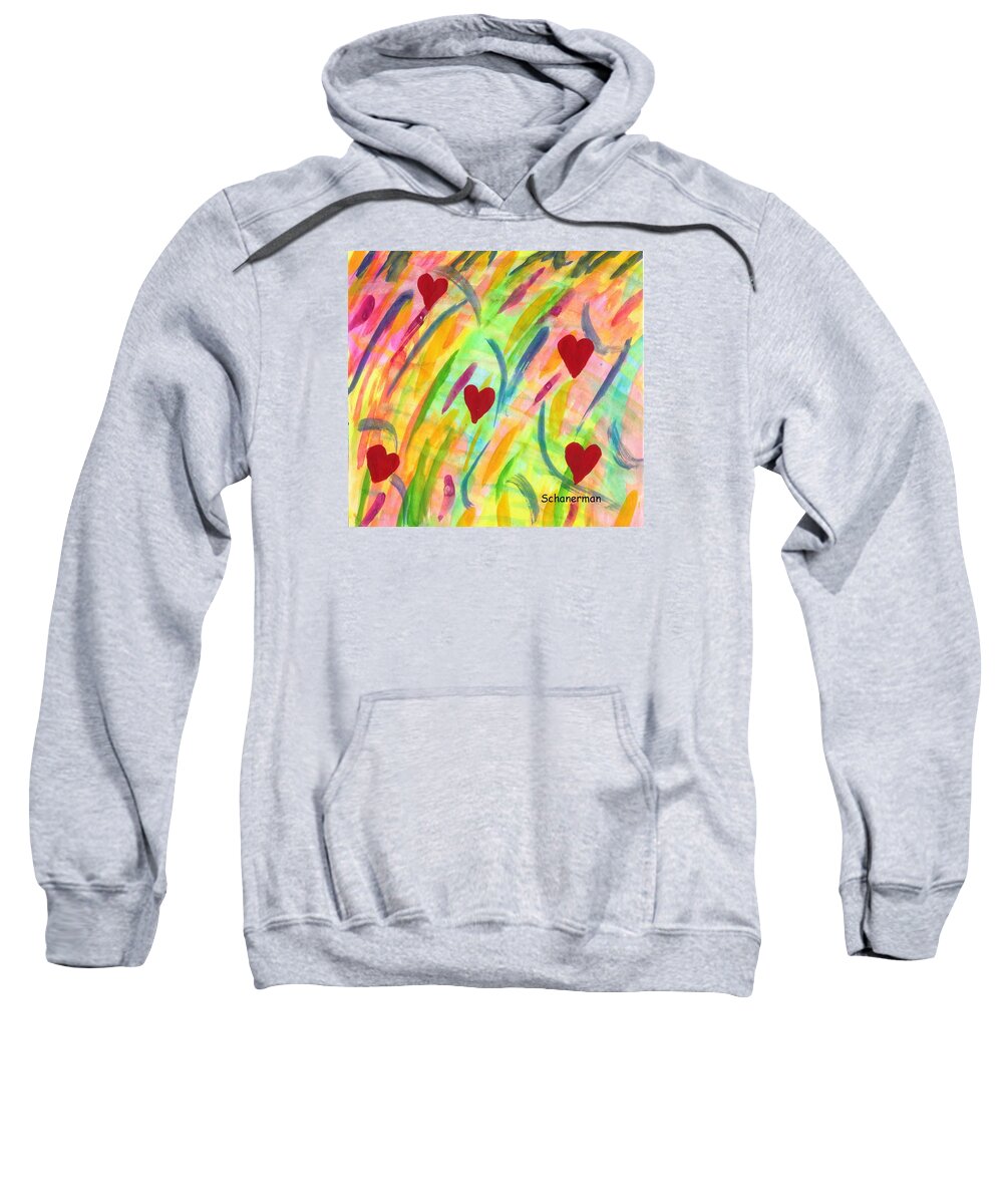 Watercolor Sweatshirt featuring the painting heARTs of Spring by Susan Schanerman