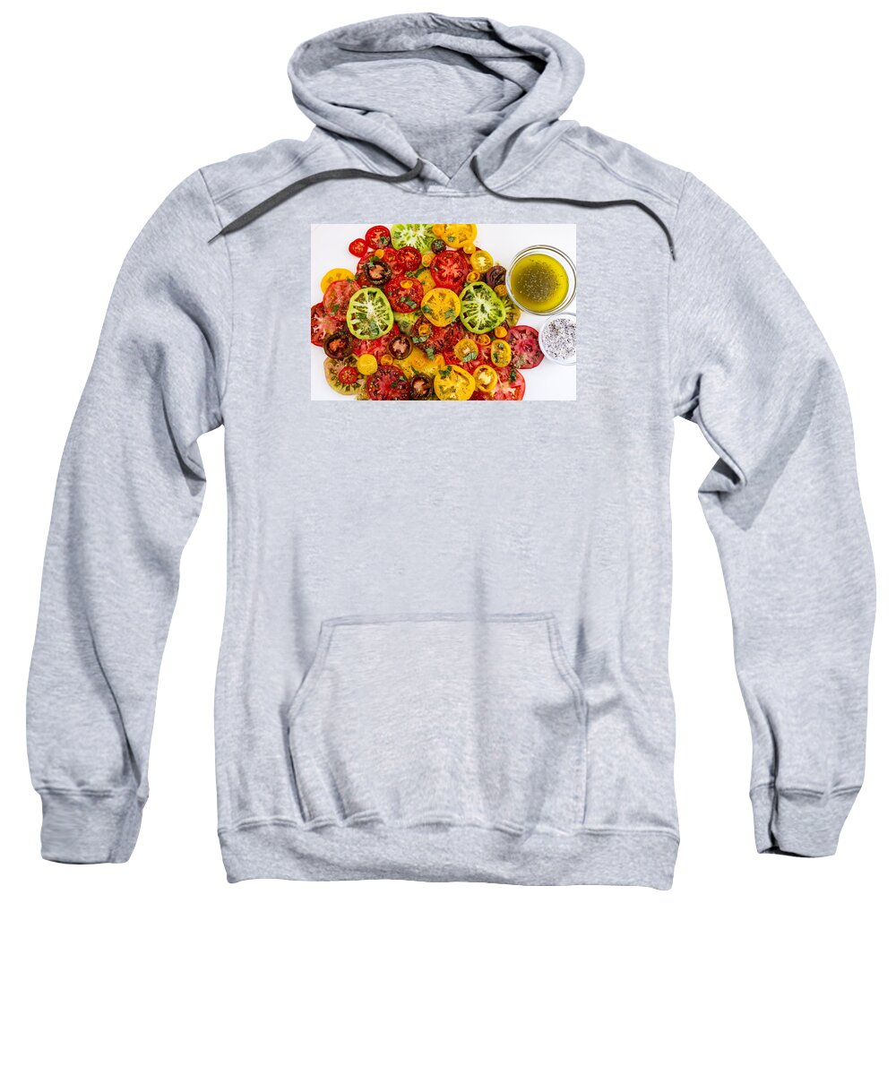 Autumn Sweatshirt featuring the photograph Heirloom Tomato Slices by Teri Virbickis