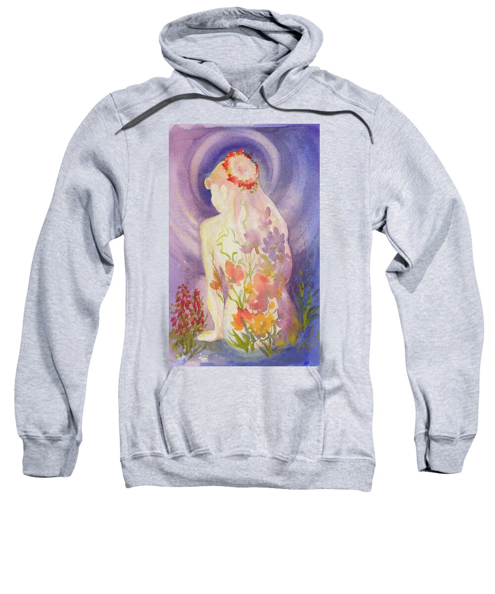 Herbal Goddess Sweatshirt featuring the painting Herbal Goddess by Caroline Patrick