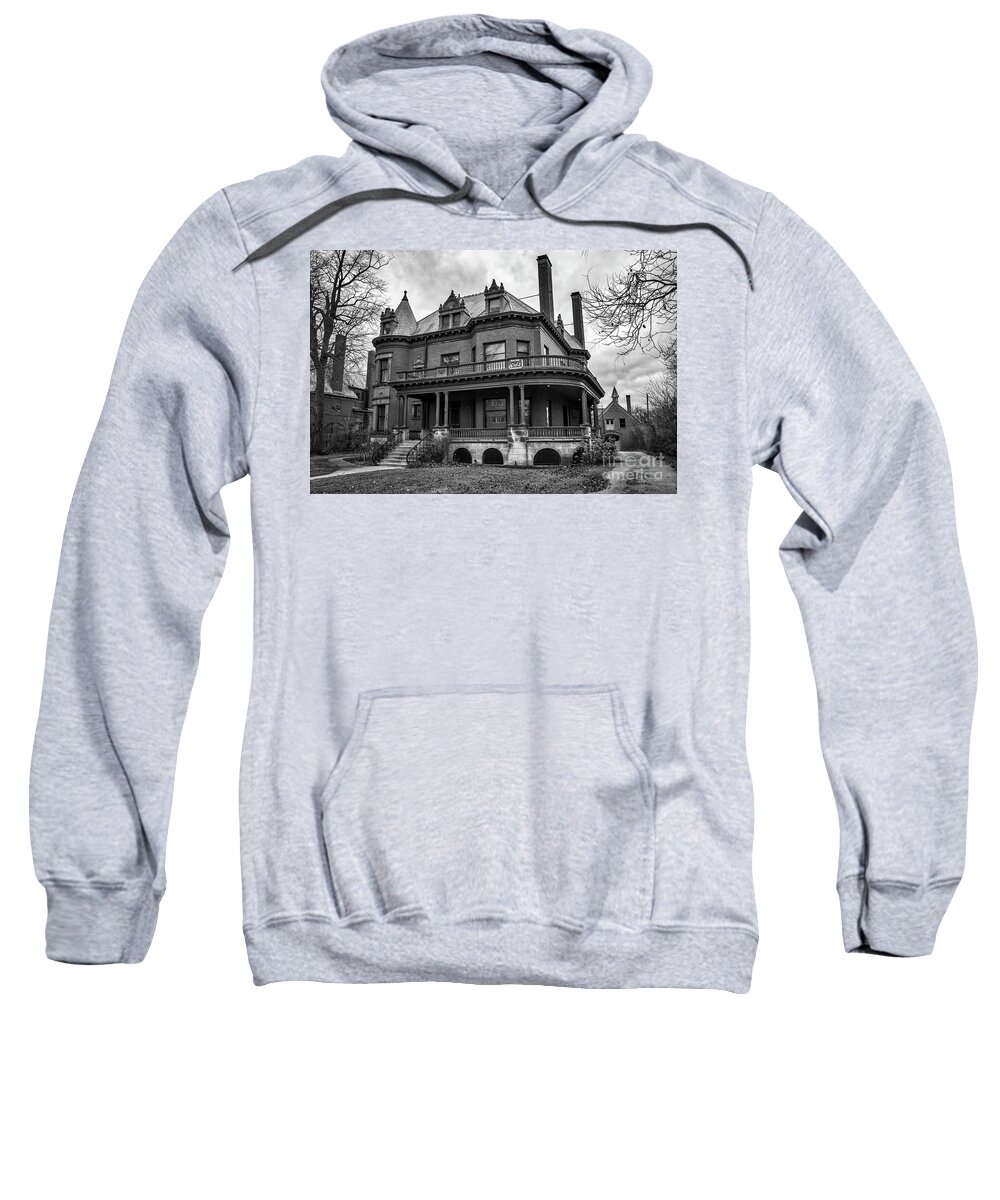 Homes Sweatshirt featuring the photograph Heritage Hill Mansion In Black And White by Kirt Tisdale