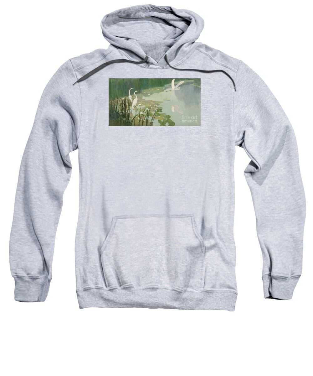 Herons In Summer Sweatshirt featuring the painting Herons in Summer by Newell Convers Wyeth
