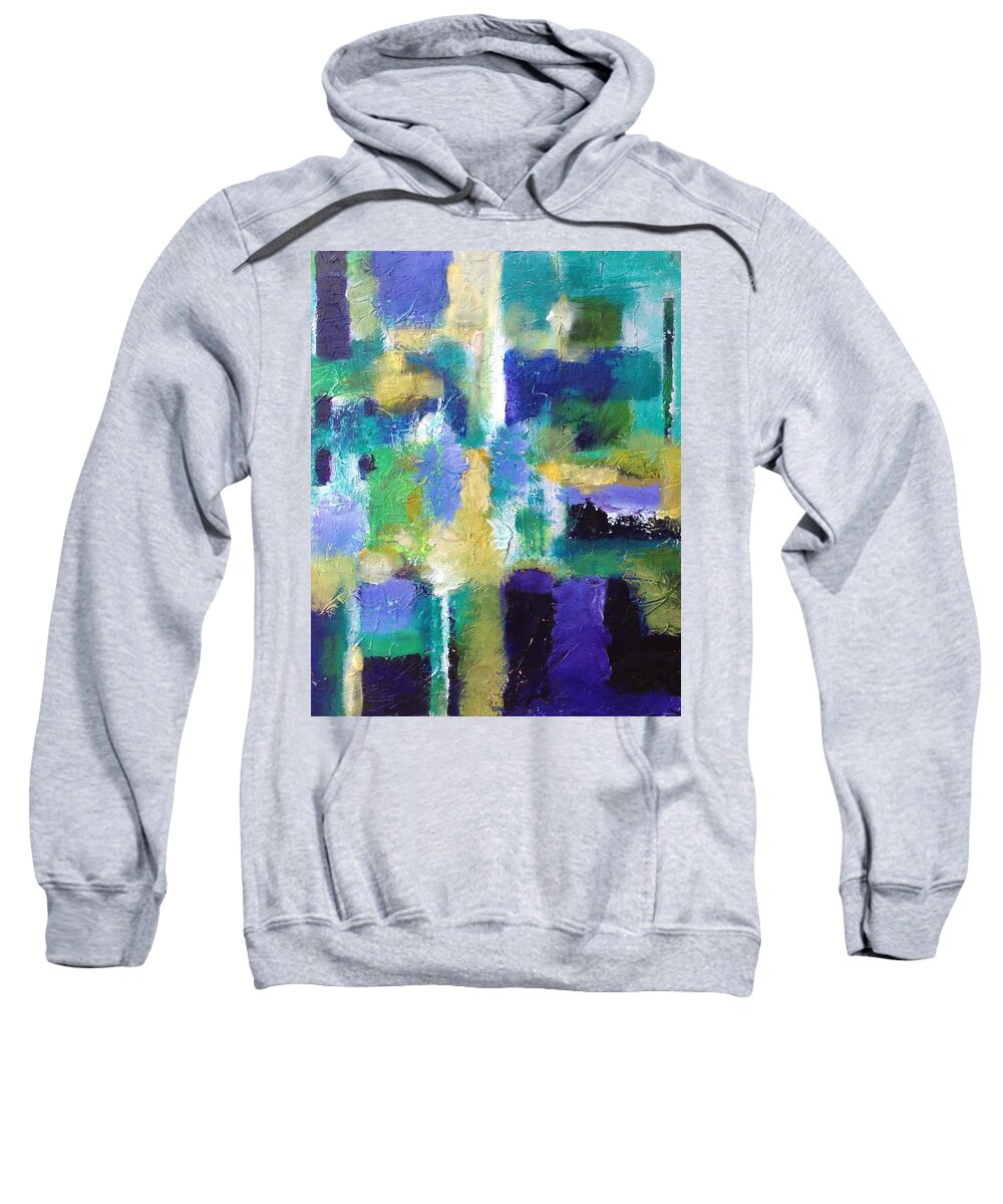 Contemporary Abstract Sweatshirt featuring the painting History of the World Briefly by Dennis Ellman