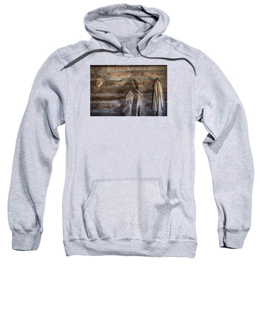 Carol M. Highsmith Sweatshirt featuring the photograph Hole-in-the-Wall Cabin at Old Trail Town in Cody in Wyoming by Carol M Highsmith