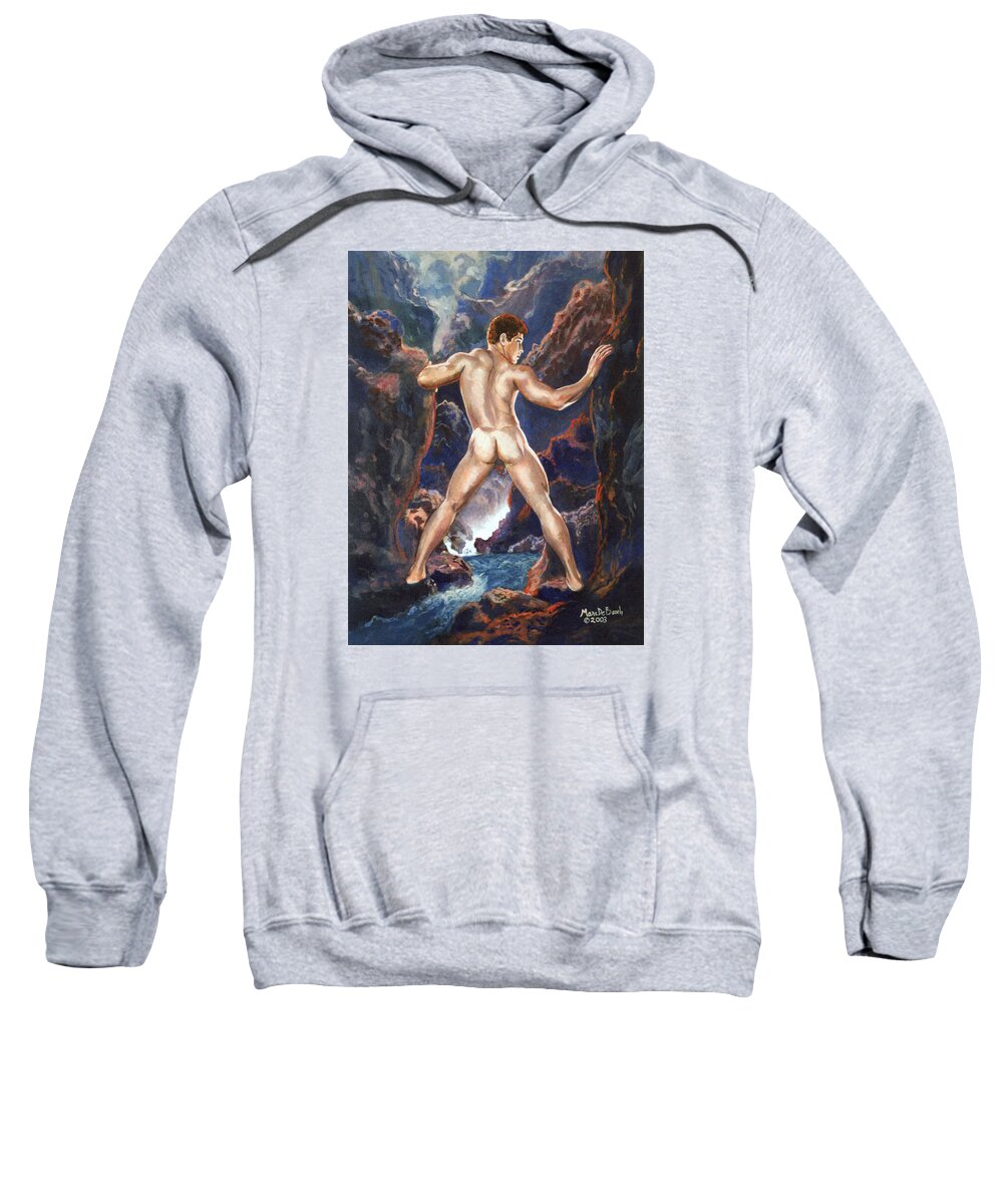 Canyon Sweatshirt featuring the painting Homage to Parrish by Marc DeBauch