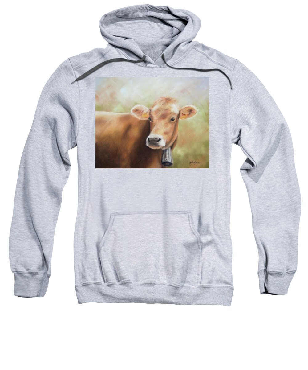 Cow Sweatshirt featuring the pastel How Now Brown Cow by Kirsty Rebecca