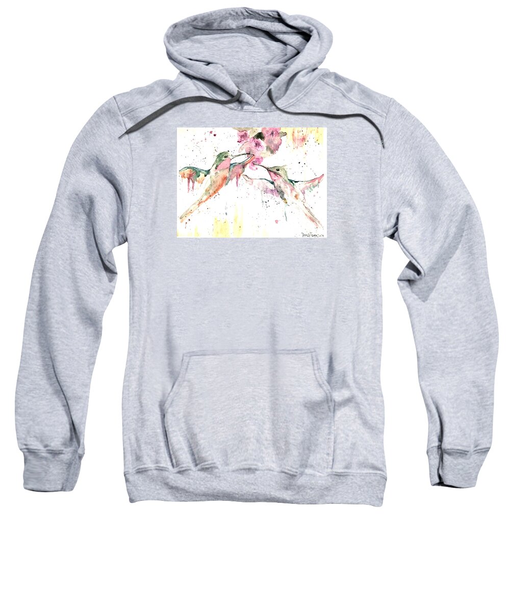 Hummingbirds Sweatshirt featuring the painting Hummers by Denise Tomasura