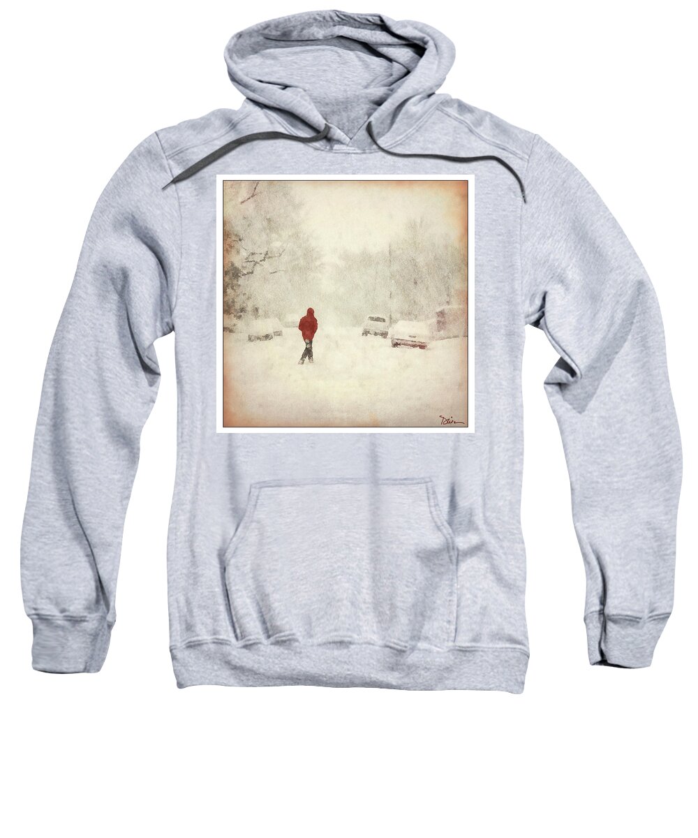 Snowstorm Sweatshirt featuring the photograph Hurrying Home by Peggy Dietz