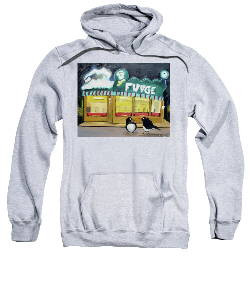 Figurative Abstraction Sweatshirt featuring the painting I Said Flounder not Fudge by Patricia Arroyo