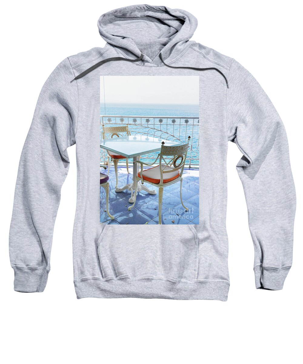 Amalfi Sweatshirt featuring the photograph Amalfi Coast Cafe by Anastasy Yarmolovich